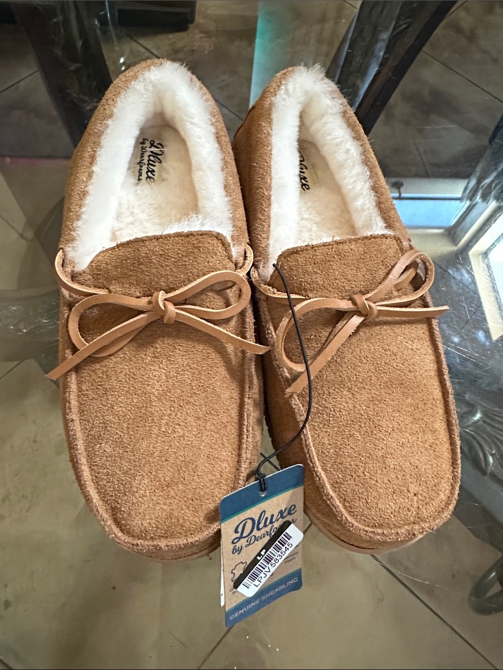 Men's Chestnut Suede Moccasin Slippers